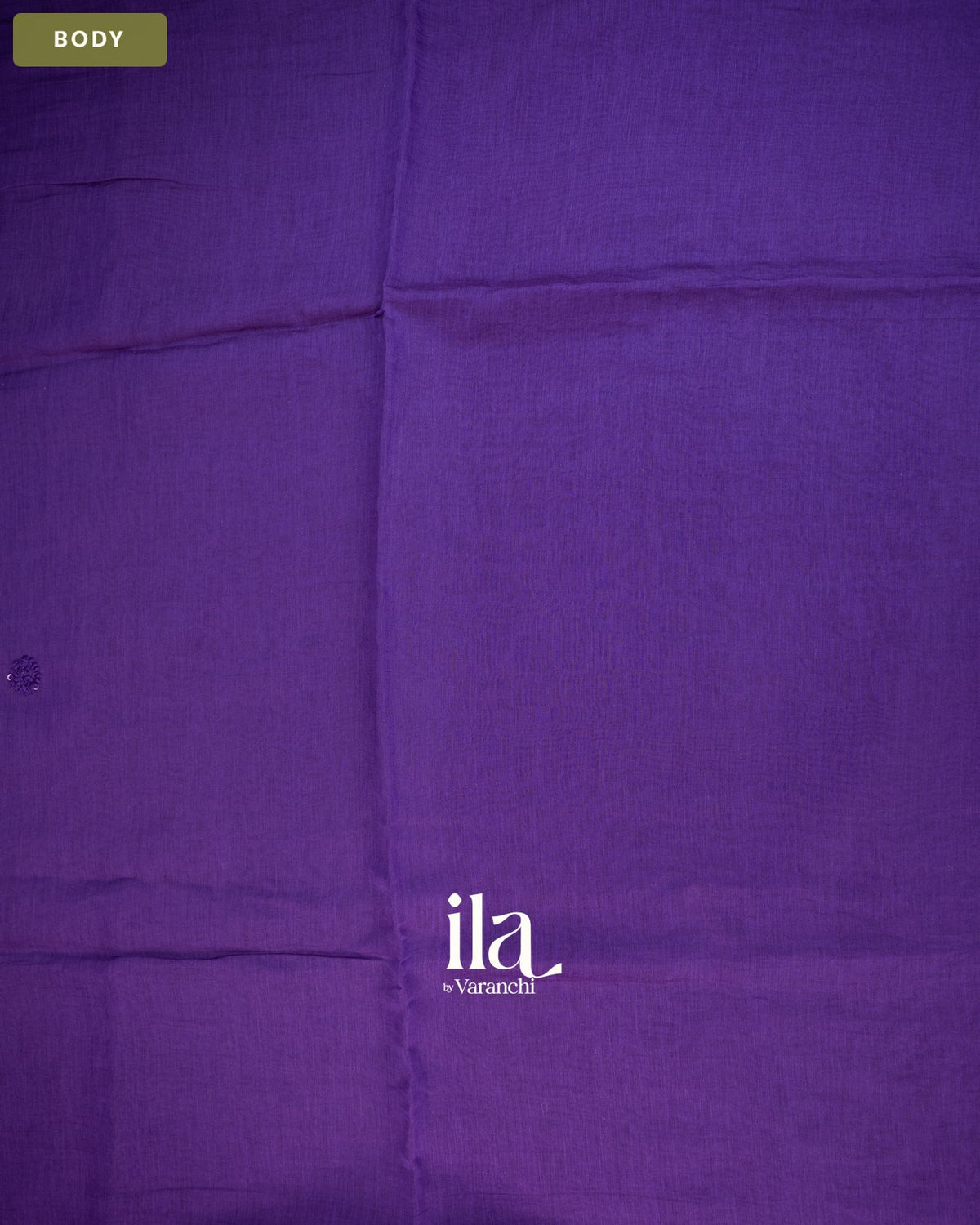 Indigo Blue Sequin Embroidered Mul Chanderi Saree — Body