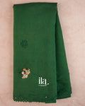 Bottle Green Sequin Embroidered Mul Chanderi Saree — Full Saree
