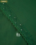 Bottle Green Sequin Embroidered Mul Chanderi Saree — Border