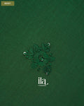 Bottle Green Sequin Embroidered Mul Chanderi Saree — Body