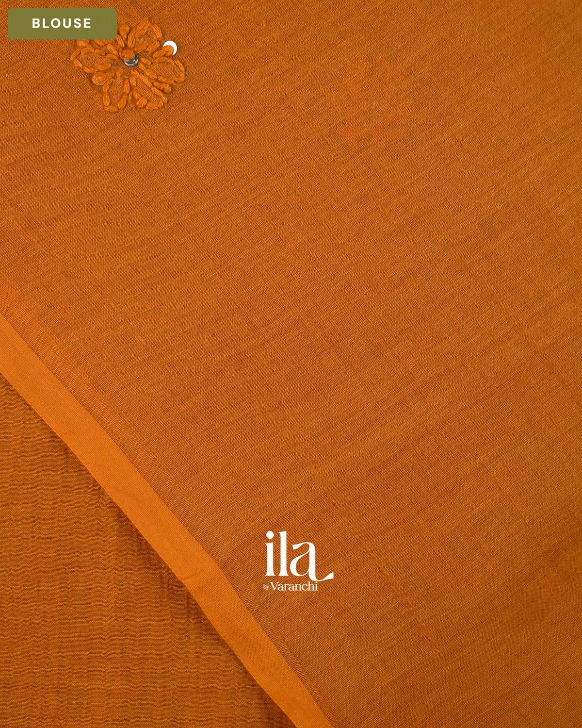 Rust Orange Sequin Embroidered Mul Chanderi Saree — Blouse