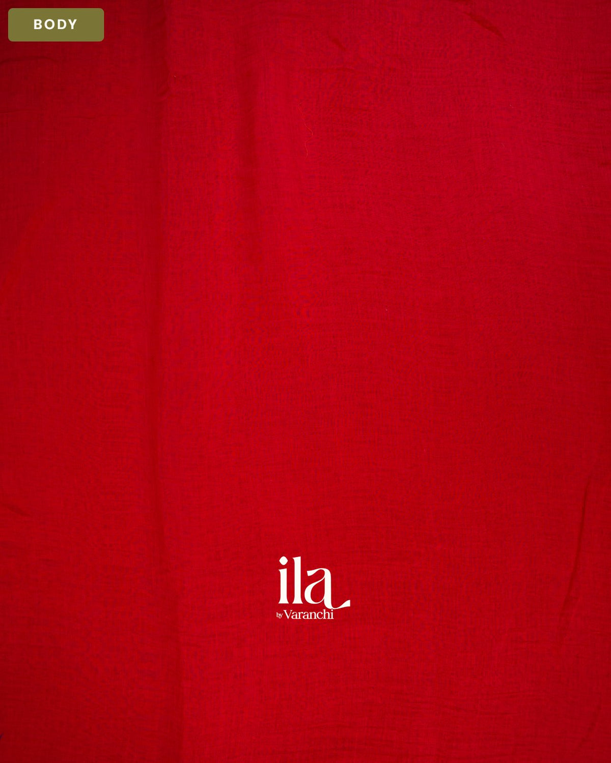 Cherry Red Sequin Embroidered Mul Chanderi Saree — Body