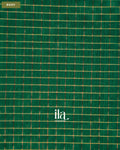 Bottle Green Checkered Pure Maheshwari Silk Cotton Saree — Body