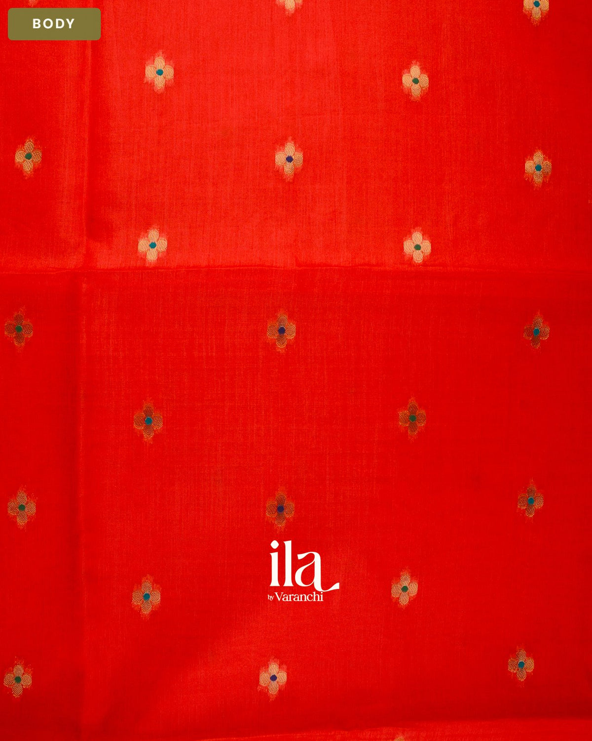 Red Orange Paithani Semi Silk Saree — Body