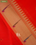 Red Orange Paithani Semi Silk Saree — Border