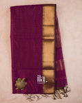 Deep Purple Checkered Pure Maheshwari Silk Cotton Saree — Full Saree