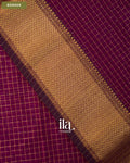 Deep Purple Checkered Pure Maheshwari Silk Cotton Saree — Border