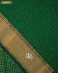 Bottle Green Checkered Maheshwari Silk Cotton Saree — Blouse
