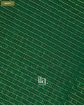 Bottle Green Checkered Maheshwari Silk Cotton Saree — Body