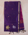 Navy Blue Pure Maheshwari Silk Cotton Handloom Saree — Full Saree