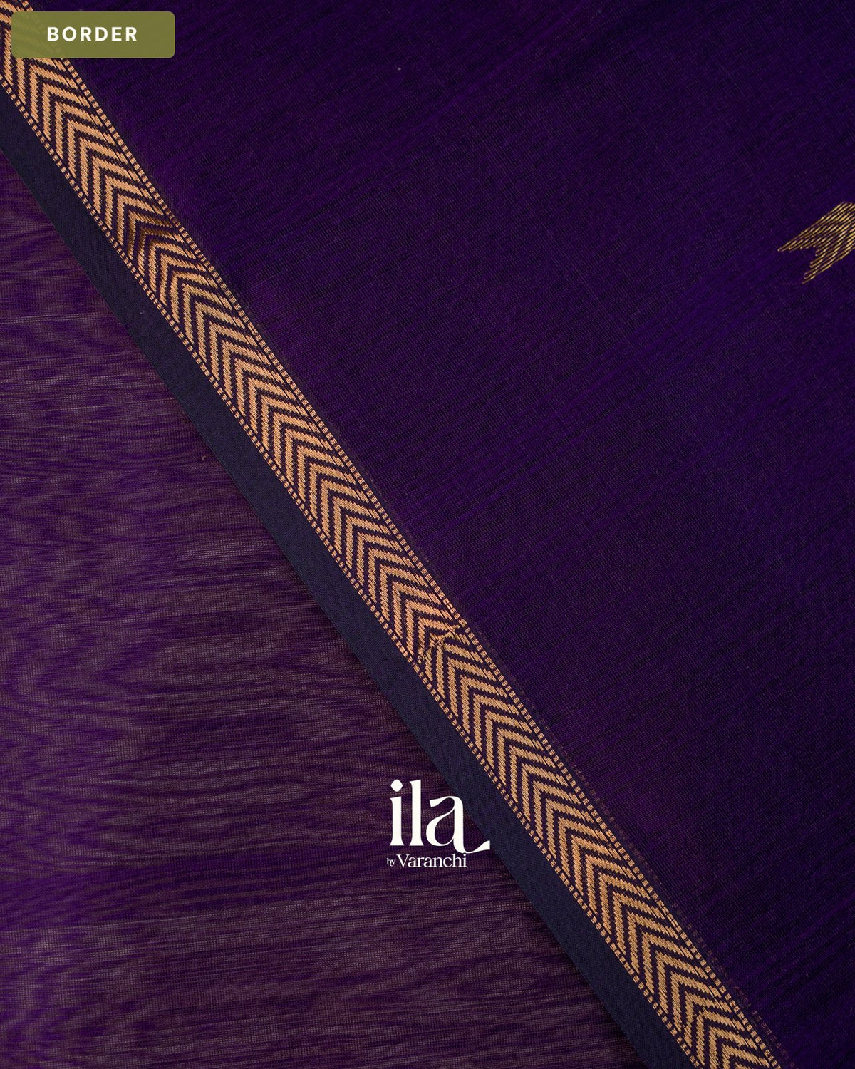 Navy Blue Pure Maheshwari Silk Cotton Handloom Saree — Border
