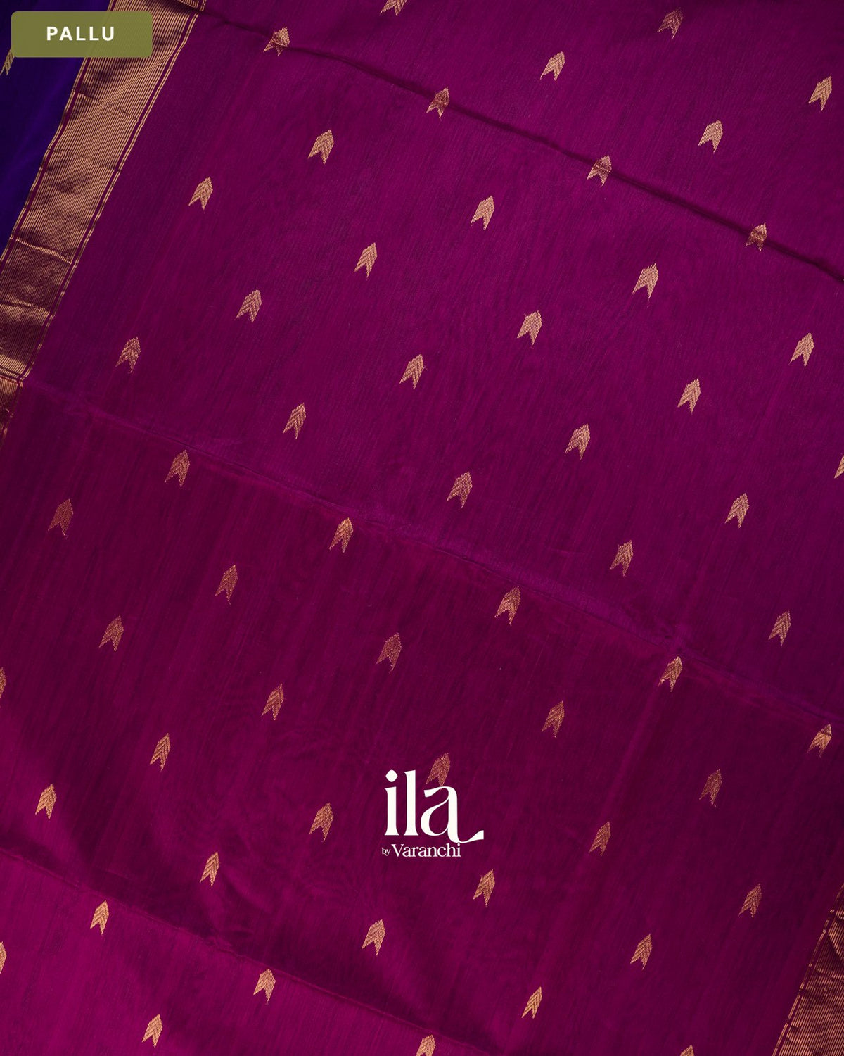 Navy Blue Pure Maheshwari Silk Cotton Handloom Saree — Pallu