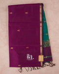 Plum Purple Pure Maheshwari Silk Cotton Handloom Saree — Full Saree