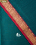 Peacock Blue Zigzag Bordered Maheshwari Silk Cotton Saree — Border