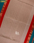 Peacock Blue Zigzag Bordered Maheshwari Silk Cotton Saree — Pallu