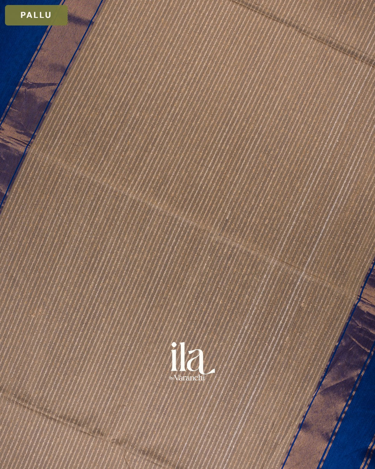 Royal Blue Zigzag Bordered Maheshwari Silk Cotton Saree — Pallu