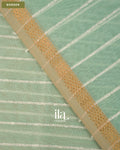 Powder Blue Striped Maheshwari Silk Cotton Saree — Border