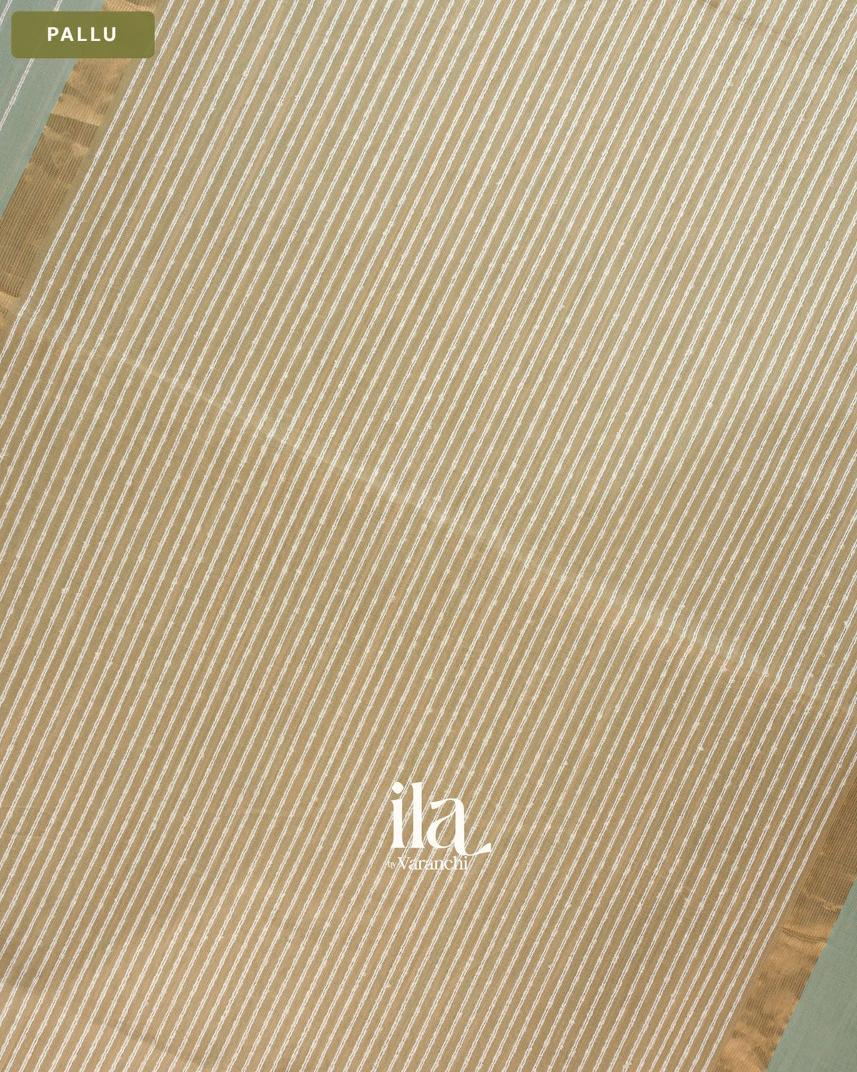 Powder Blue Striped Maheshwari Silk Cotton Saree — Pallu