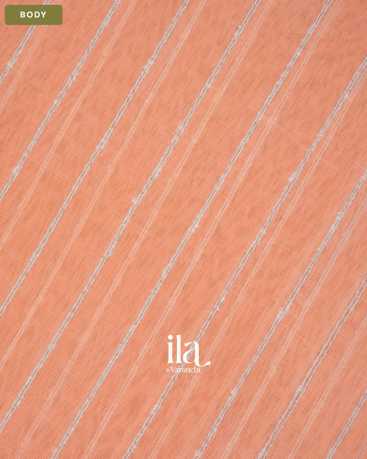 Peach Striped Maheshwari Silk Cotton Saree — Body