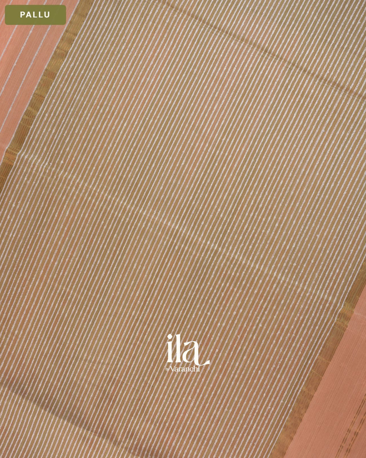 Peach Striped Maheshwari Silk Cotton Saree — Pallu