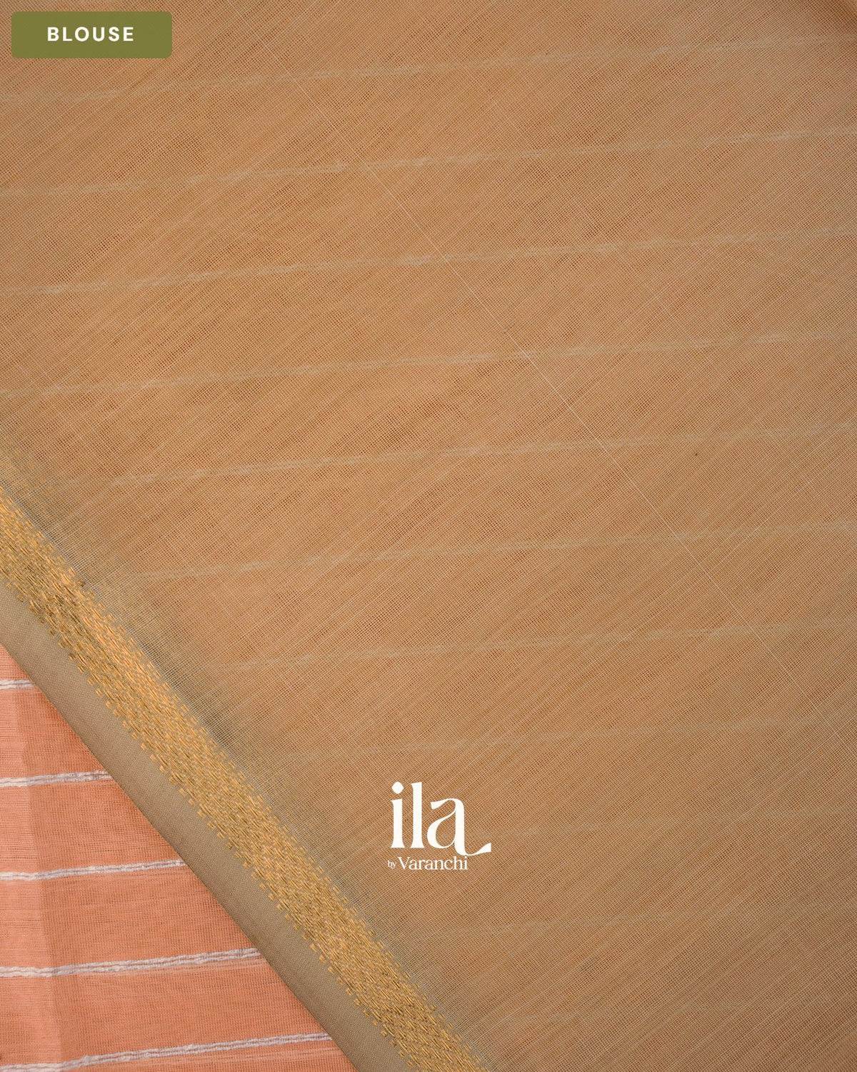 Peach Striped Maheshwari Silk Cotton Saree — Blouse