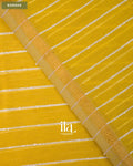Olive Yellow Striped Maheshwari Silk Cotton Saree — Border