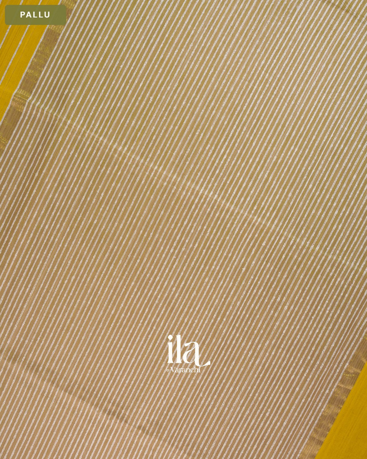 Olive Yellow Striped Maheshwari Silk Cotton Saree — Pallu