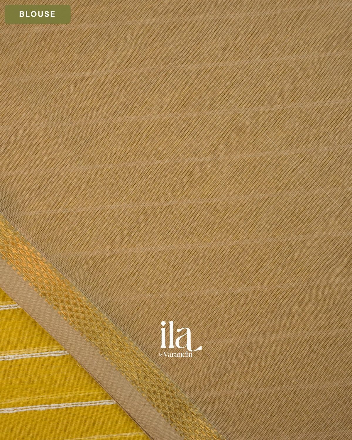 Olive Yellow Striped Maheshwari Silk Cotton Saree — Blouse