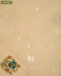 Ivory Floral Embroidered Floral Semi Linen Saree — Blouse