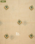 Ivory Floral Embroidered Floral Semi Linen Saree — Body