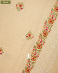 Ivory Floral Embroidered Floral Semi Linen Saree — Pallu