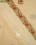 Ivory Floral Embroidered Floral Semi Linen Saree — Border