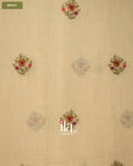 Ivory Floral Embroidered Floral Semi Linen Saree — Body