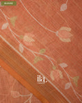 Rust Orange Floral Jaal Aari Work Semi Linen Tissue Saree — Blouse