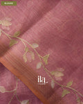Dusty Pink Floral Jaal Aari Work Semi Linen Saree — Blouse