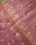 Dusty Pink Floral Jaal Aari Work Semi Linen Saree — Border