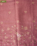 Dusty Pink Floral Jaal Aari Work Semi Linen Saree — Body