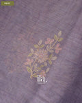 Muted Lilac Floral Jaal Aari Work Semi Linen Tissue Saree — Body