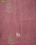 Dusty Rose Floral Aari Work Semi Linen Tissue Saree — Body