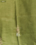 Sage Green Floral Jaal Aari Work Semi Linen Tissue Saree — Body