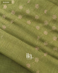 Sage Green Floral Jaal Aari Work Semi Linen Tissue Saree — Blouse