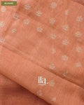 Rust Orange Floral Jaal Aari Work Semi Linen Tissue Saree — Blouse