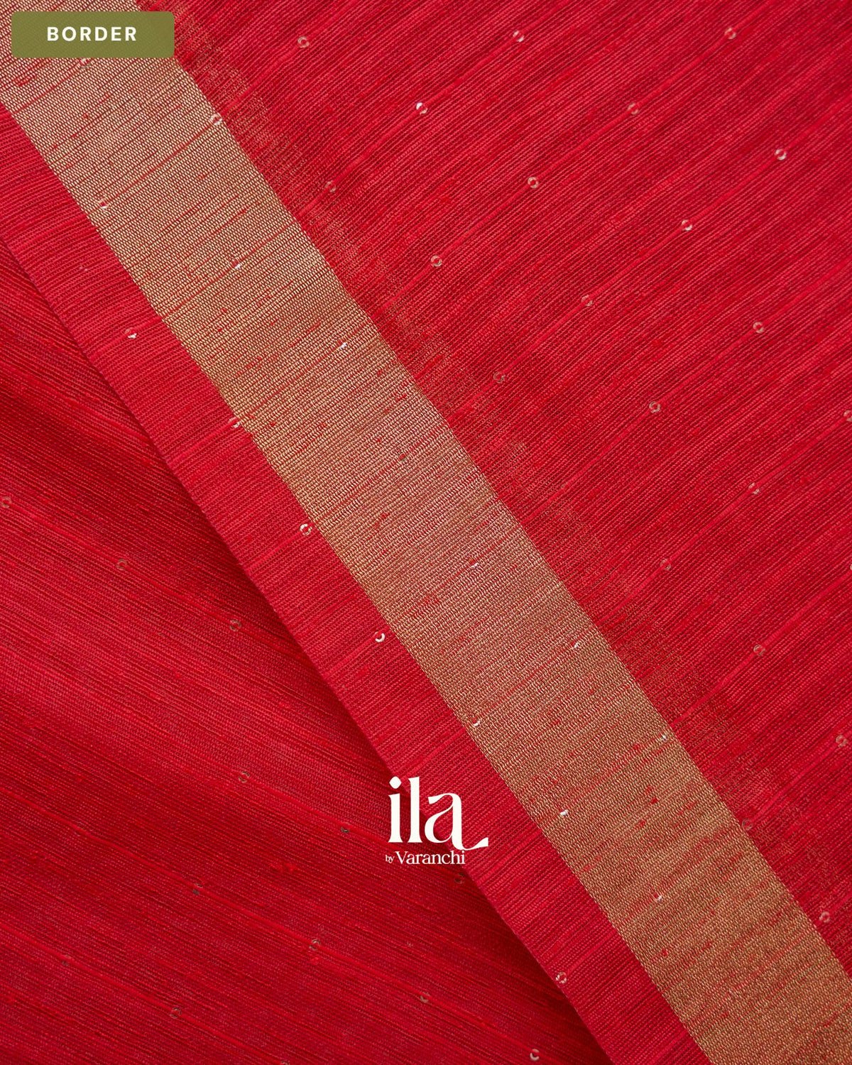 Crimson Red Jamdani Sequin with Paithani Pallu Semi Matka Saree — Border