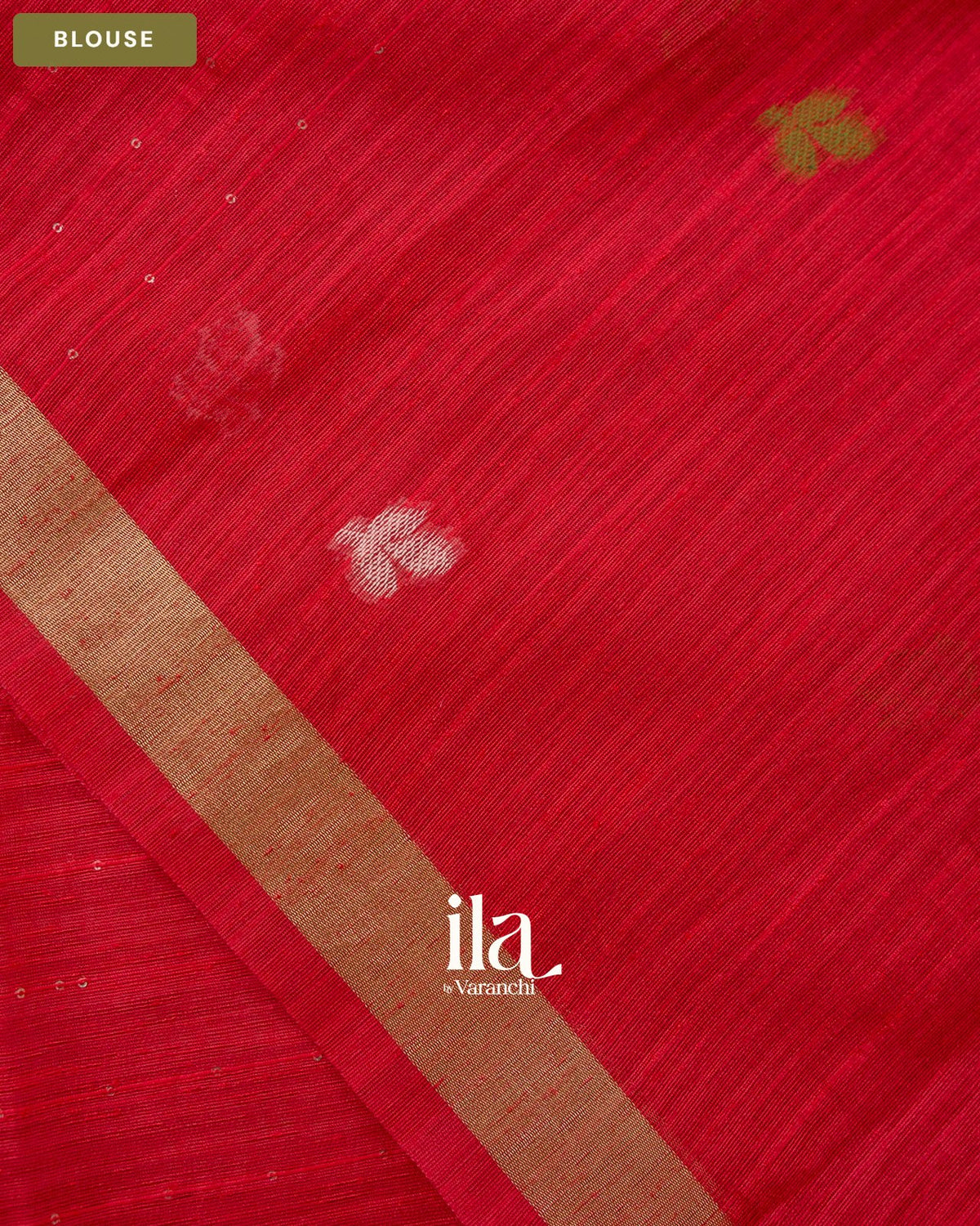 Crimson Red Jamdani Sequin with Paithani Pallu Semi Matka Saree — Blouse