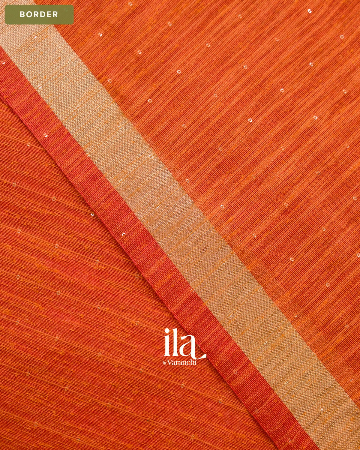 Rust Orange Jamdani Sequin with Paithani Pallu Semi Matka Saree — Border