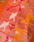 Rust Orange Jamdani Sequin with Paithani Pallu Semi Matka Saree — Pallu