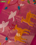 Rani Pink Jamdani Sequin with Paithani Pallu Semi Matka Saree — Pallu