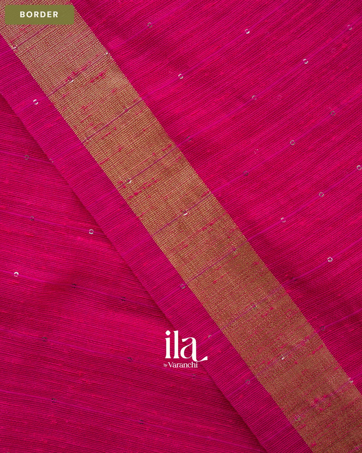 Rani Pink Jamdani Sequin with Paithani Pallu Semi Matka Saree — Border