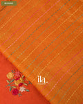 Rust Orange Floral Embroidery Dola Silk Saree — Blouse