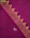 Purple Wine Checkered Dola Silk Saree — Border
